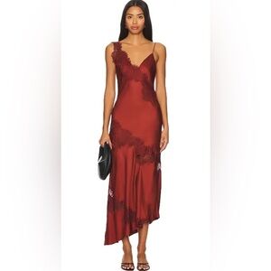 A.L.C. Stella Burgundy Lace Trim Midi Dress NWT